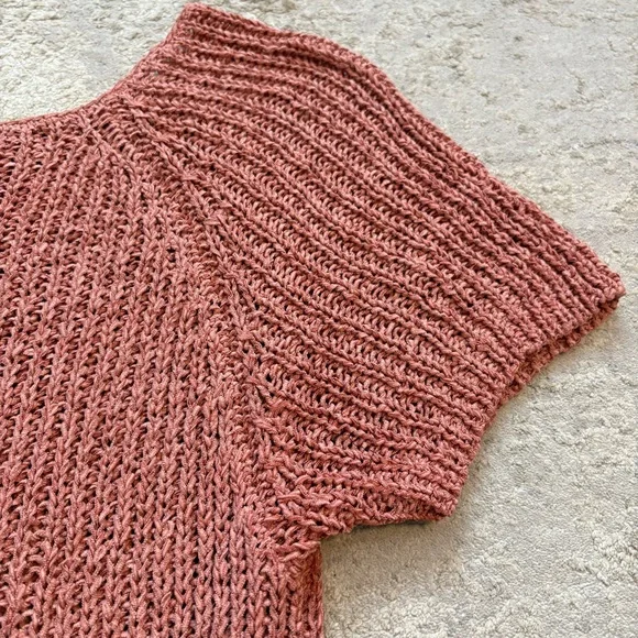 J Jill Silk Blend Chunky Knit Dusty Rose Pink Short Sleeve Sweater Size Large - Picture 7 of 9